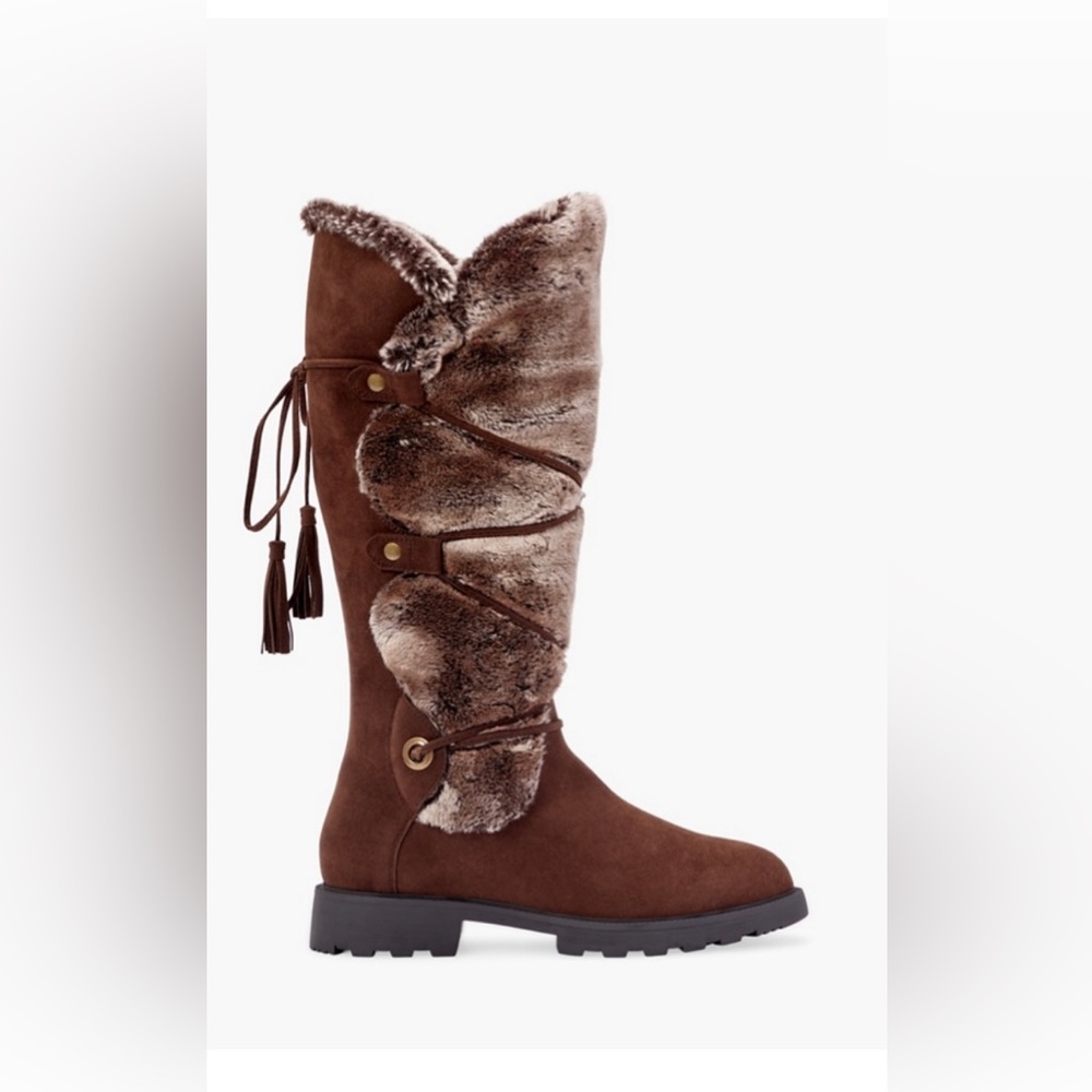 JustFab faux fur brown winter boot